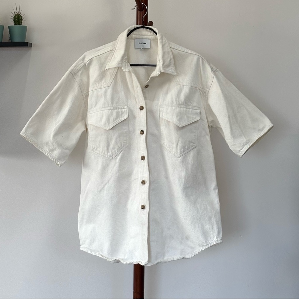 Nanushka White Denim Button Down Shirt